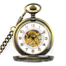 Antique Style Vintage Wheel Gear Clock Mechanical Automatic Pocket Watch Necklace Bronze