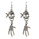Women Girl Antique Silver Skull Dangle Earrings Halloween Jewelry Gift