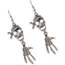 Women Girl Antique Silver Skull Dangle Earrings Halloween Jewelry Gift