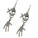 Women Girl Antique Silver Skull Dangle Earrings Halloween Jewelry Gift