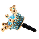 Crystal Crown 3.5mm Jack Anti Dust Plug Earphone Cap Stopper Cover Blue