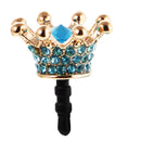 Crystal Crown 3.5mm Jack Anti Dust Plug Earphone Cap Stopper Cover Blue