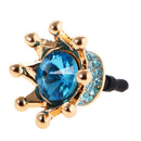 Crystal Crown 3.5mm Jack Anti Dust Plug Earphone Cap Stopper Cover Blue