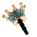 Crystal Crown 3.5mm Jack Anti Dust Plug Earphone Cap Stopper Cover Blue