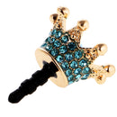 Crystal Crown 3.5mm Jack Anti Dust Plug Earphone Cap Stopper Cover Blue