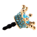 Crystal Crown 3.5mm Jack Anti Dust Plug Earphone Cap Stopper Cover Blue