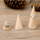 Unpainted Plain Cone Shaped Wooden Ring Jewelry Display Stand Holder Organizer S