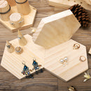Hexagon Plain Unpainted Wooden Necklace Earrings Jewelry Display Organizer