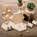 Hexagon Plain Unpainted Wooden Necklace Earrings Jewelry Display Organizer