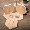 Hexagon Plain Unpainted Wooden Necklace Earrings Jewelry Display Organizer
