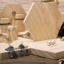 Hexagon Plain Unpainted Wooden Necklace Earrings Jewelry Display Organizer