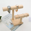 2-Tier Wooden T-bar Jewelry Bracelet Watch Bangle Necklace Display Holder Stand Organizer Decoupage