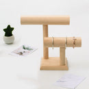 2-Tier Wooden T-bar Jewelry Bracelet Watch Bangle Necklace Display Holder Stand Organizer Decoupage