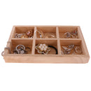 Unpainted Plain Wooden Tiny Tool Jewllery Storage Box 6 Grids Keepsake Gift