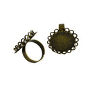 10pcs Bronze Adjustable Round Base Ring Blanks 20mm Cabochon Setting Finding