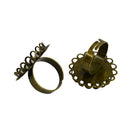 10pcs Bronze Adjustable Round Base Ring Blanks 20mm Cabochon Setting Finding
