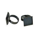 10Pcs 16 x 16mm Square Bezel Adjustable Ring Blank Base Cabochon Ring Jewelry Findings