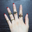 Women Retro Midi Stack Finger Rings Vintage Bronze 5-pieces