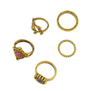 Women Retro Midi Stack Finger Rings Vintage Bronze 5-pieces