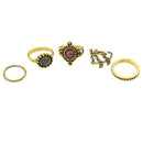 Women Retro Midi Stack Finger Rings Vintage Bronze 5-pieces