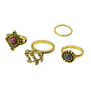 Women Retro Midi Stack Finger Rings Vintage Bronze 5-pieces