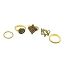 Women Retro Midi Stack Finger Rings Vintage Bronze 5-pieces