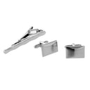 Solid Silver Cufflinks And Tie Clips Set Classic Men Tie Bar Cuff links