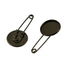 Blank Vintage Safety Brooch Pins Fashion Jewelry 20mm Black