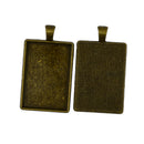 6Pieces Blank Rectangle Bezel Frame Base for 25x37 mm Cabochon Necklace Pendant