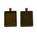 6Pieces Blank Rectangle Bezel Frame Base for 25x37 mm Cabochon Necklace Pendant