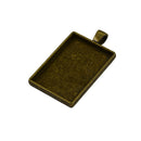 6Pieces Blank Rectangle Bezel Frame Base for 25x37 mm Cabochon Necklace Pendant
