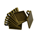 10 Pieces Blank Square Bezel Tray Frame Base for 25mm Cabochon Necklace Pendant