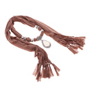 Women Scarf Teardrop Pendant Jewelry Scarf Necklace Vintage Boho Neckwear Brown