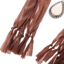 Women Scarf Teardrop Pendant Jewelry Scarf Necklace Vintage Boho Neckwear Brown