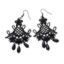Fashion Black Lace Jewellery Dangle Earrings W/ Beads Elegant Lolita Decor