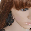 Fashion Black Lace Jewellery Dangle Earrings W/ Beads Elegant Lolita Decor