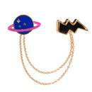 Women Girls Cute Planet and Ligntning Design Neck Tip Brooch Chain Jewellery