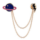 Women Girls Cute Planet and Ligntning Design Neck Tip Brooch Chain Jewellery