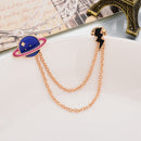 Women Girls Cute Planet and Ligntning Design Neck Tip Brooch Chain Jewellery