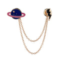 Women Girls Cute Planet and Ligntning Design Neck Tip Brooch Chain Jewellery