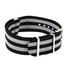 Durable Nylon Watch Band Strap 22mm Black Gray