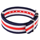 Durable Nylon Watch Band Strap 20mm Blue White