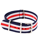Durable Nylon Watch Band Strap 20mm Blue White