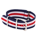 Durable Nylon Watch Band Strap 20mm Blue White