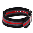 Durable Nylon Watch Band Strap 22mm Black Gray Red