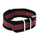 Durable Nylon Watch Band Strap 22mm Black Gray Red