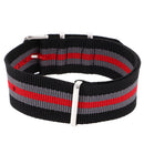 Durable Nylon Watch Band Strap 20mm Black Gray Red