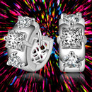 Elegant Women 925 Sterling Silver Ear Stud Crystal Zircon Hoop Earrings