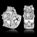 Elegant Women 925 Sterling Silver Ear Stud Crystal Zircon Hoop Earrings