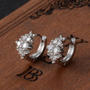 1 Pair 925 Sterling Silver Crystal Zircon Hoop Earrings Women Stud Earring